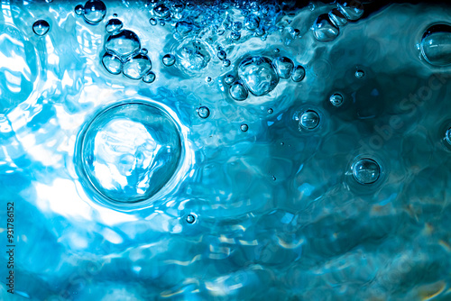 Water bubbles abstract bokeh light in the pool