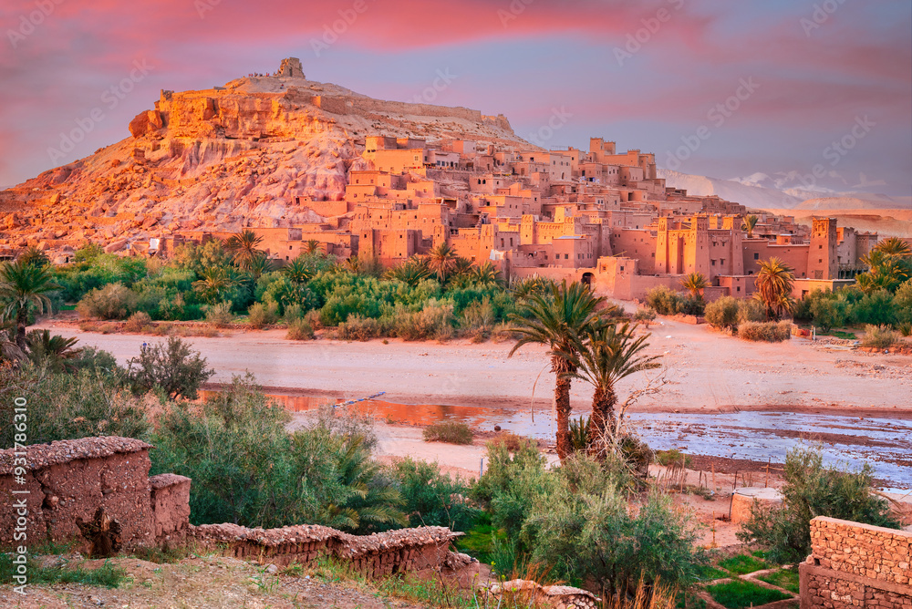Ait Ben-Haddou, Morocco. Famous old clay town in High Atlas mountains.