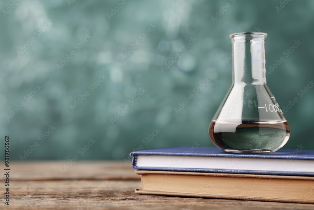 Textbooks for a science class, showcasing specialization and learning selective focus science education vibrant Overlay science lab backdrop
