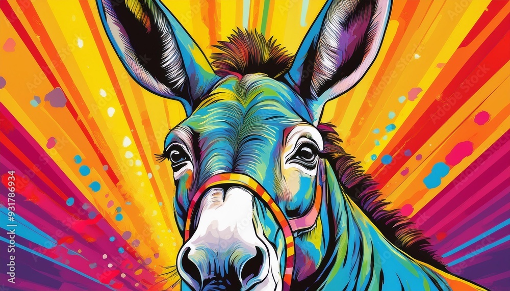 Funny pop art picture of a donkey. Funny pop art picture of a donkey.