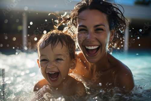 quatic fun mother and toddler delighting beautiful picture photo