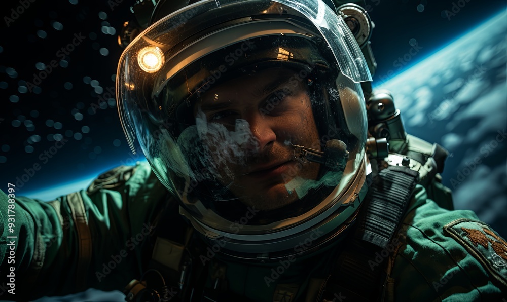 Astronaut Holding Hand Up in Space Suit Astronaut Holding Hand Up in Space Suit