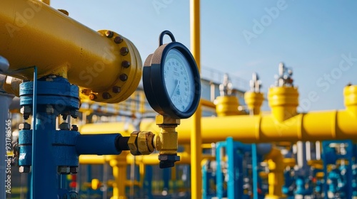 Natural gas pipeline distribution system infrastructure in stock photo for transportation network