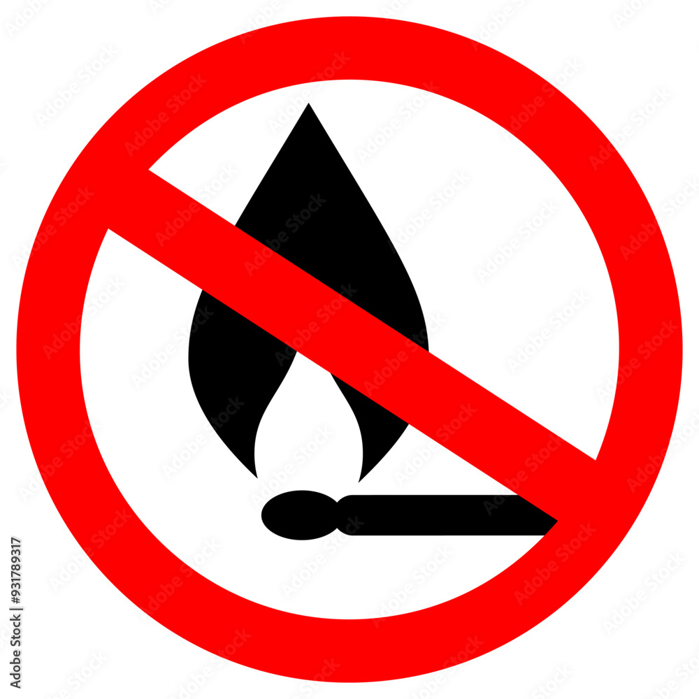 No fire vector sign, match forbidden symbol