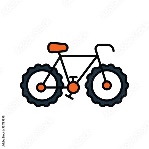 bicycle color line icon with white background vector stock illustration