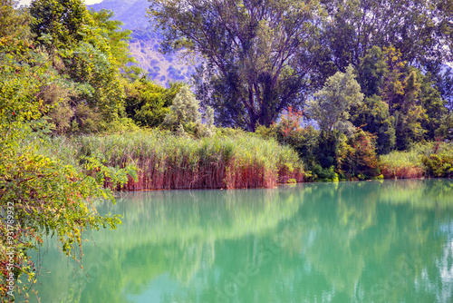 Iseo lake and sebino natural park in lombardy italy photo