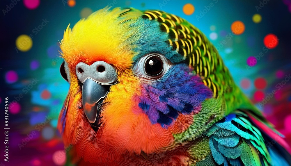 Fototapeta premium Funny pop art picture of a budgie.