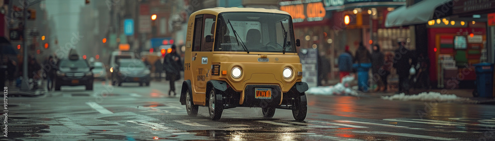 AI robot drives delivery vehicle in city AI robot drives delivery vehicle in city