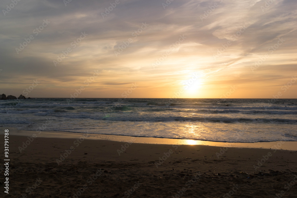 Stunning sunset over sea in Golden Bay Malta. Stunning sunset over sea in Golden Bay Malta.