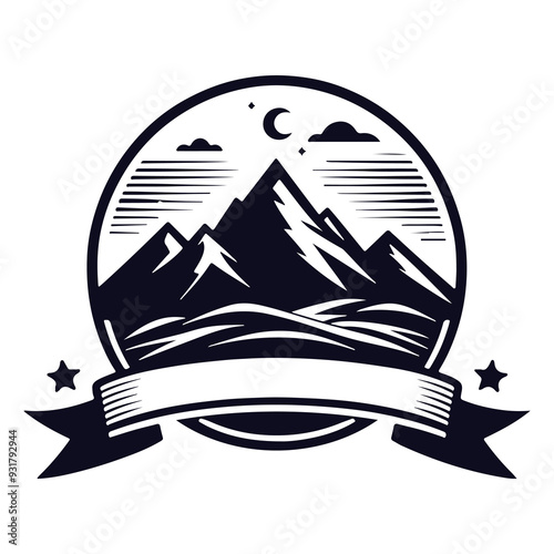 mountain vintage vector Silhouette vintage mountain design for t-shirt and amazon book cover ,
coloring book design, fission design, logo design