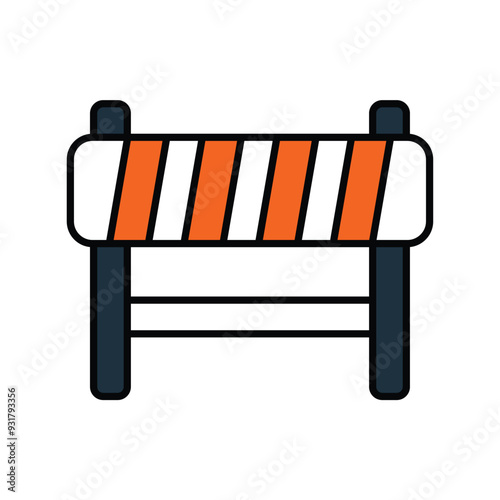 road block color line icon with white background vector stock illustration