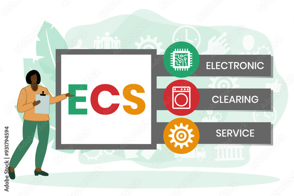 ECS - Electronic Clearing Service acronym, business concept background