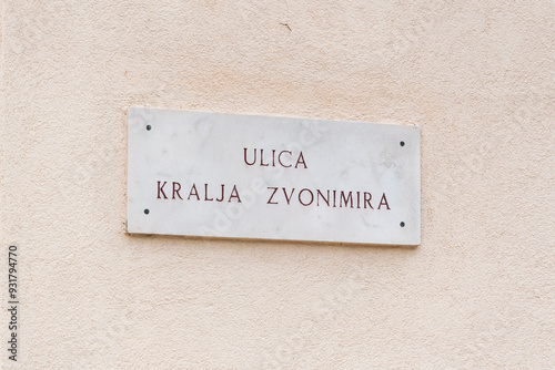 Street name sign, King Zvonimir street photo