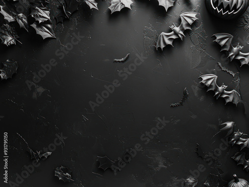 Dark Halloween elements with black backdrop photo