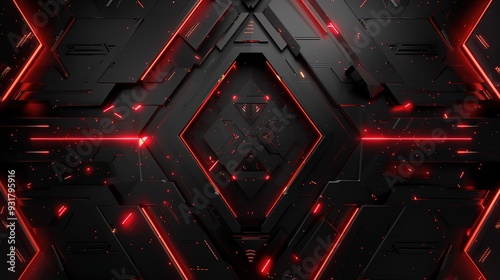 Abstract futuristic background with red glowing lines.