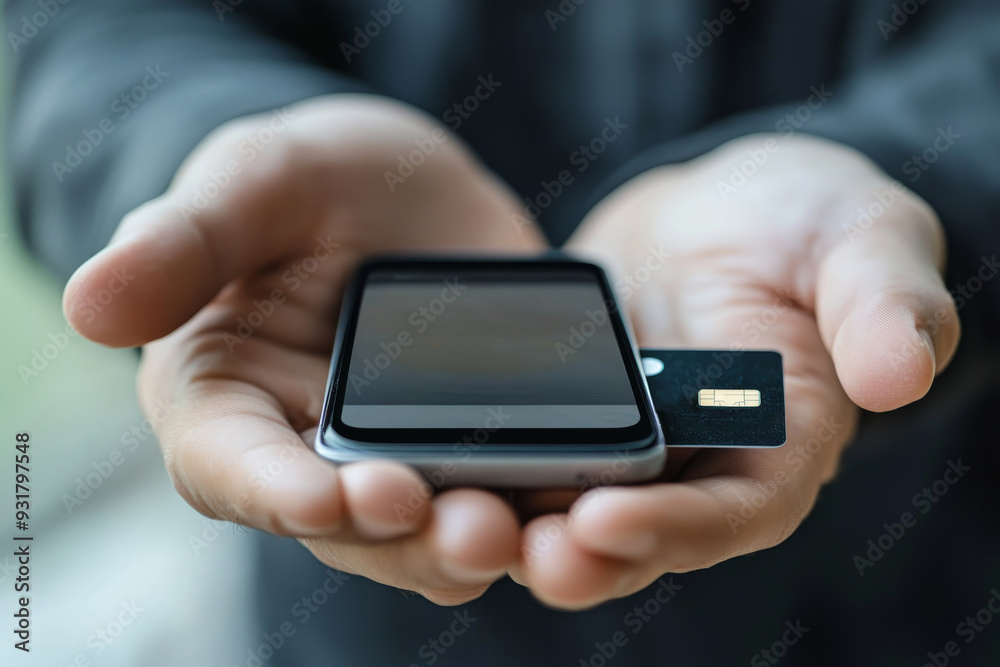 'A close-up shot of a businessman's hand using a smartphone donation app, with a credit card illustrated in the background.' 'A close-up shot of a businessman's hand using a smartphone donation app, with a credit card illustrated in the background.'