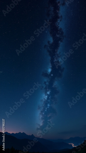 Serene Starry Night: Tranquil Landscape with Crescent Moon and Reflective Lake