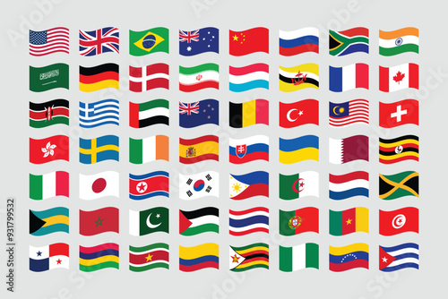 Giant Flag Collection. Set of World Country National Flag. 
