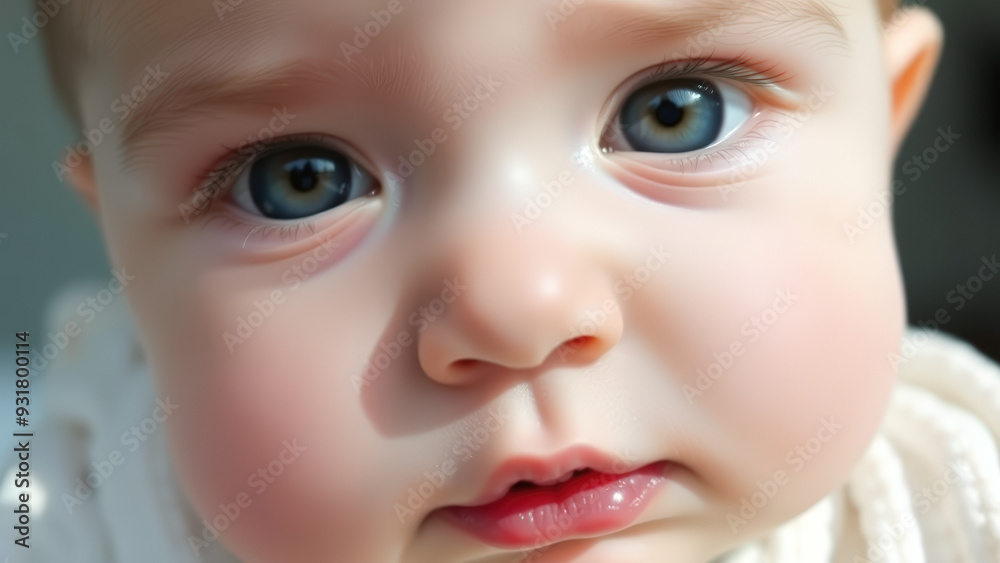 Close Up of Baby's Face with Blue Eyes Close Up of Baby's Face with Blue Eyes