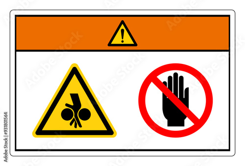 Warning Moving Equipment Can Cause Severe Injury Do Not Touch Symbol Sign, Vector Illustration, Isolate On White Background Label. EPS10