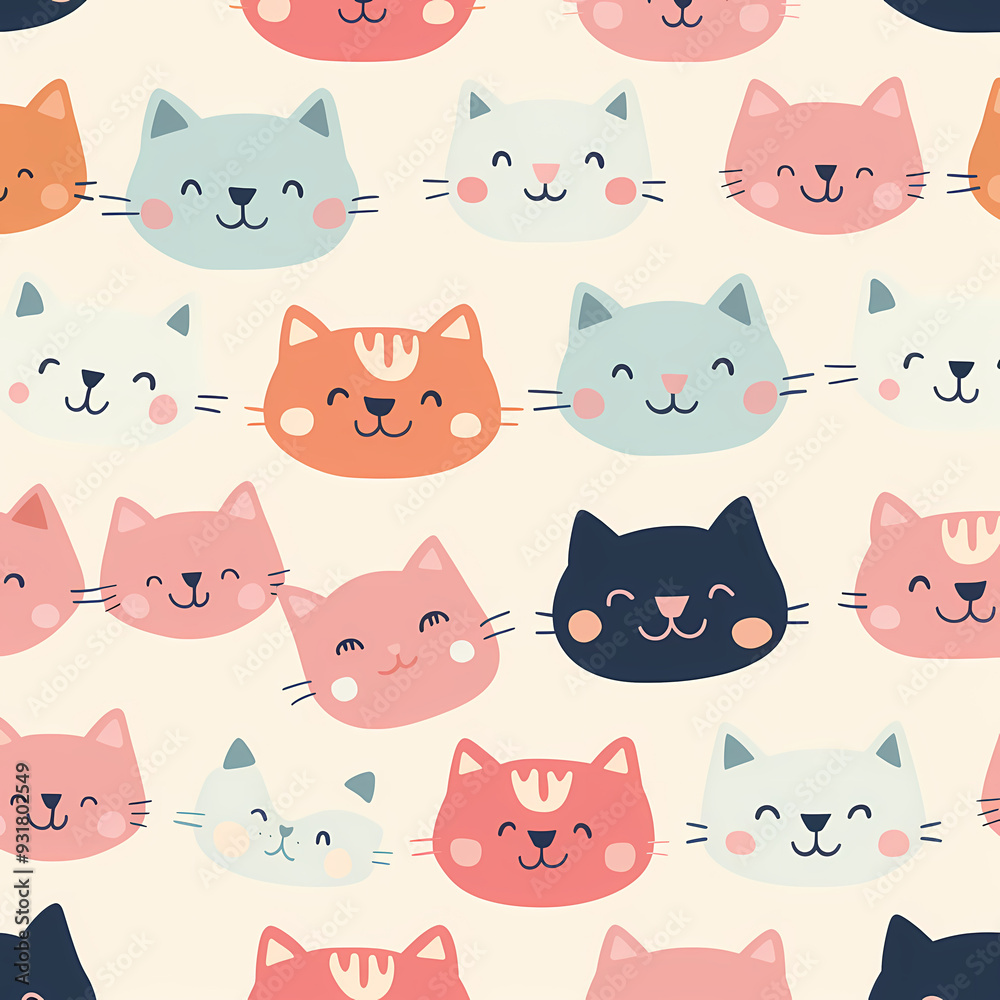 Obraz premium colorful cute cat pattern background