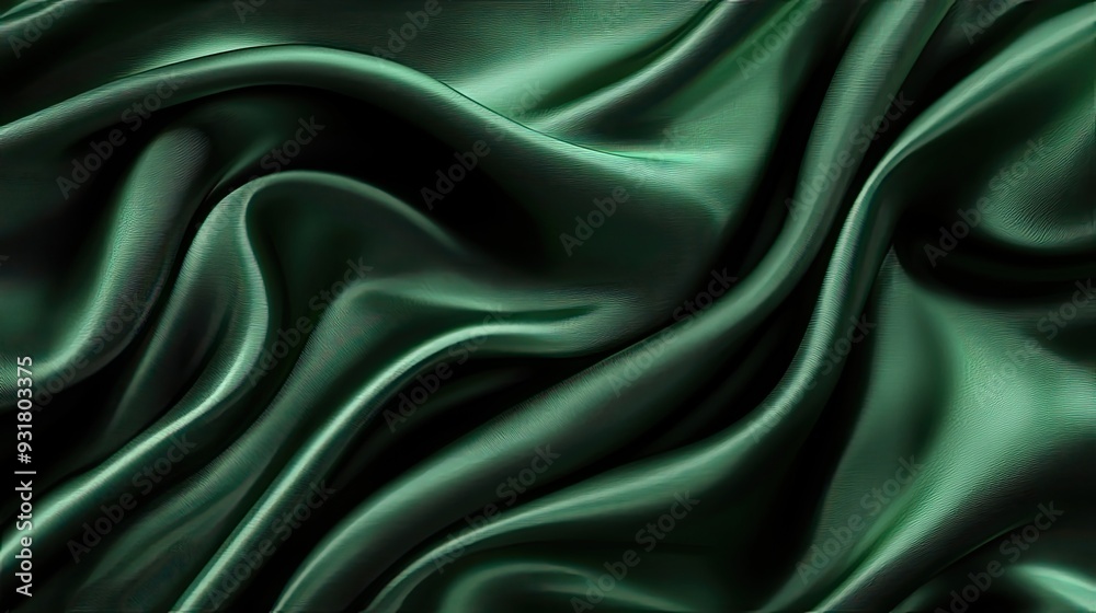 Abstract green satin fabric with smooth and soft folds. Abstract green satin fabric with smooth and soft folds.