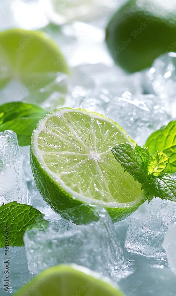 A refreshing mojito cocktail with lime and mint in a glass fille A refreshing mojito cocktail with lime and mint in a glass fille