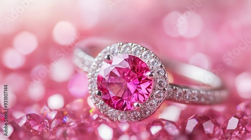 Pink Gemstone Ring Close Up.