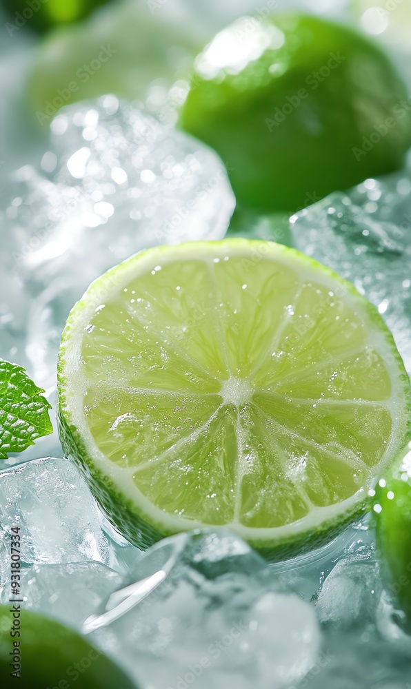 A refreshing mojito cocktail with lime and mint in a glass fille A refreshing mojito cocktail with lime and mint in a glass fille