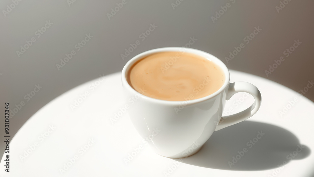 White Cup of Coffee with Sunlight White Cup of Coffee with Sunlight