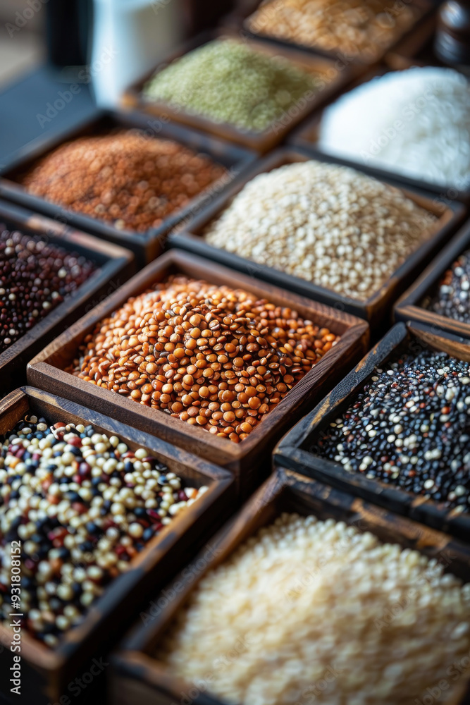 Close-up of diverse grains with earthy textures Close-up of diverse grains with earthy textures