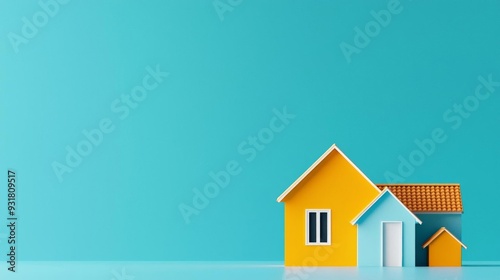 Minimalist home, modern suburb, 3D illustration