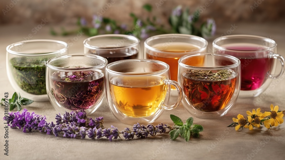 Assortment of different herbal teas Assortment of different herbal teas