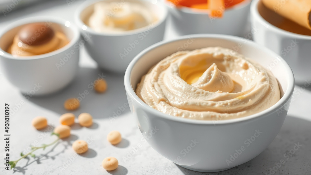 Creamy Hummus Dip in White Bowl Creamy Hummus Dip in White Bowl