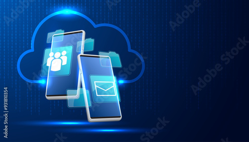 Cloud computing concept.Abstract cloud connection technology background.	