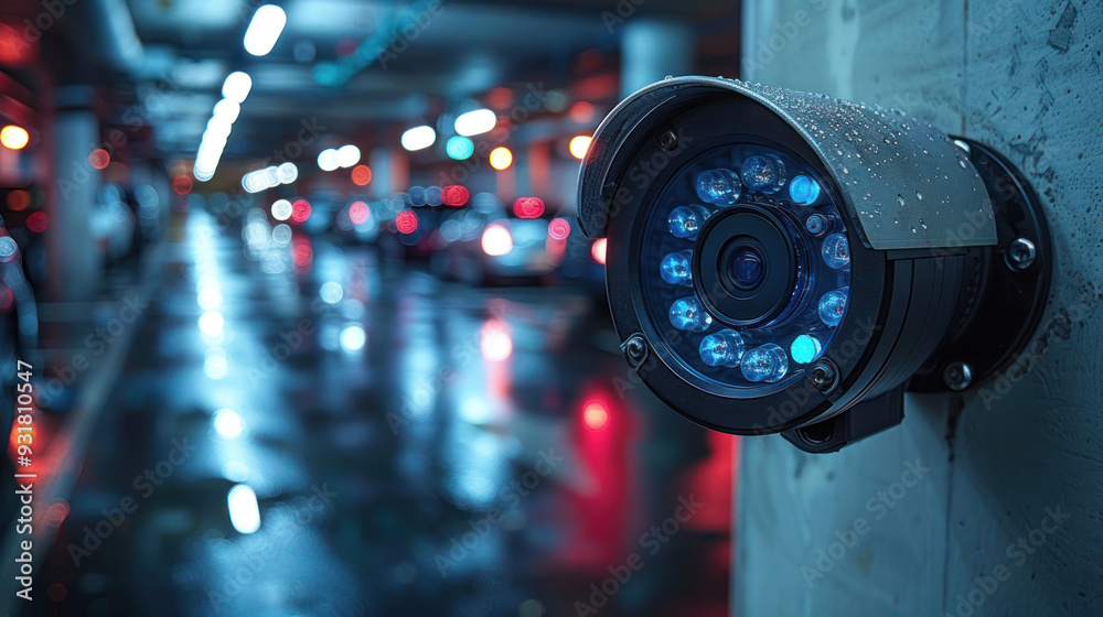 Security camera monitors garage at night Security camera monitors garage at night