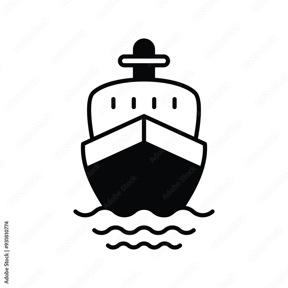 ship glyph icon with white background vector stock illustration ship glyph icon with white background vector stock illustration