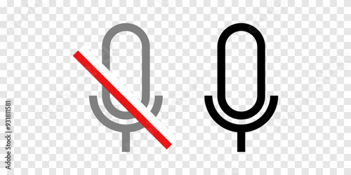 Muted and unmuted microphone Vector icons, designed for modern digital content creators! Whether you're streaming, podcasting, leading online meetings, ensure your audio status is always clear.