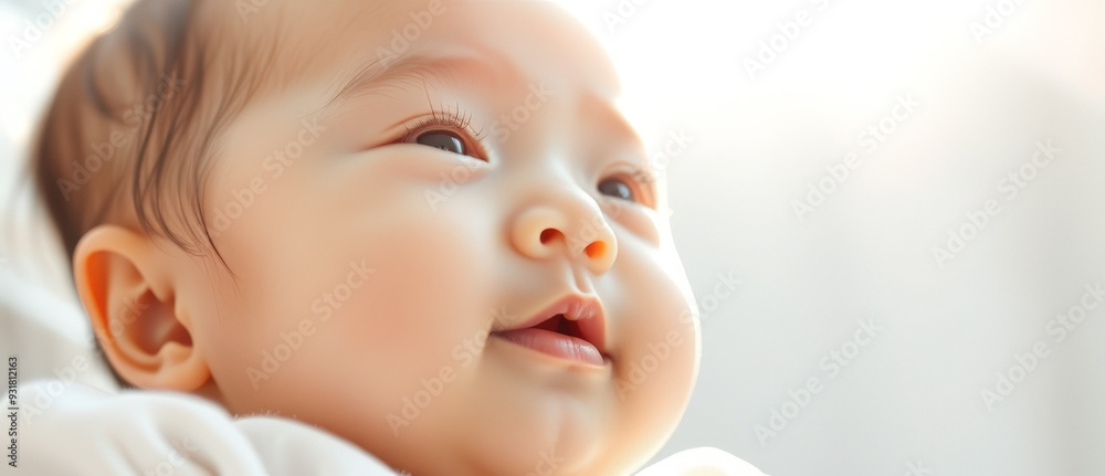 Close-up of baby's face with bright eyes Close-up of baby's face with bright eyes
