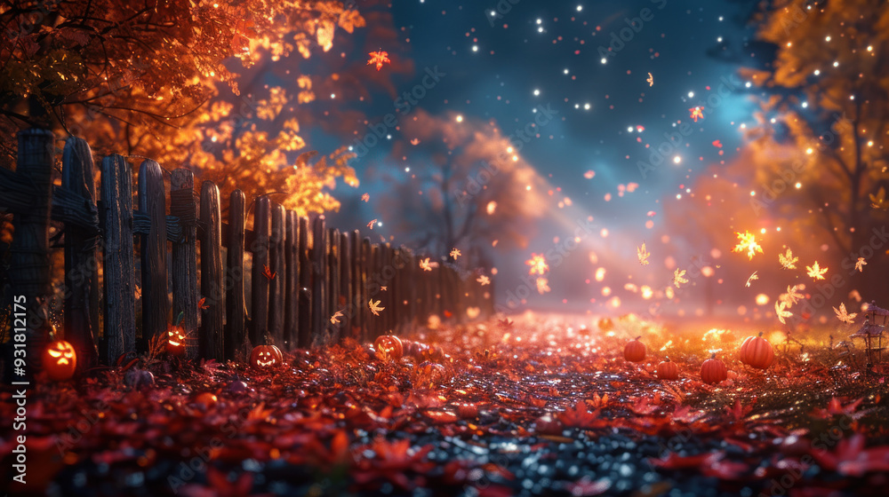 Enchanted pumpkin patch under a starry sky Enchanted pumpkin patch under a starry sky