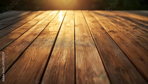 A beautifully lit wooden surface showcasing rich textures and warm tones, perfect for backgrounds and design projects.