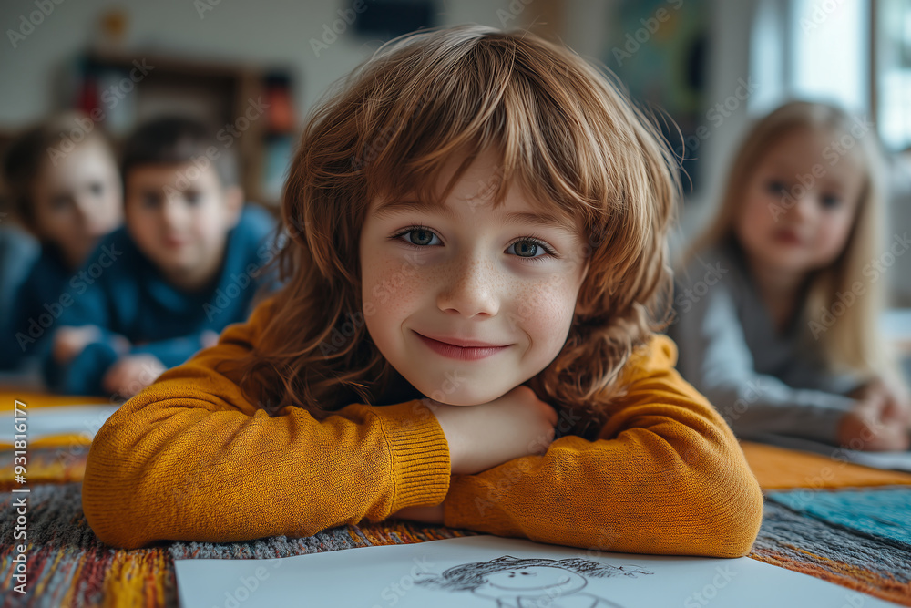 Children engaged in creative drawing activities in a bright classroom setting, capturing joy and imagination during a learning session Children engaged in creative drawing activities in a bright classroom setting, capturing joy and imagination during a learning session