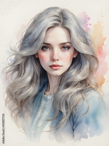 Aquarell - Portrait - Hübsche junge Frau