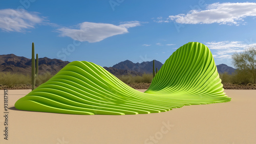 Surreal Green Waves in Desert Landscape photo