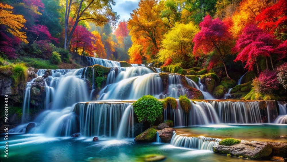 Obraz premium Chromatic Cascade: Colorful, vibrant, flowing, cascading, dynamic