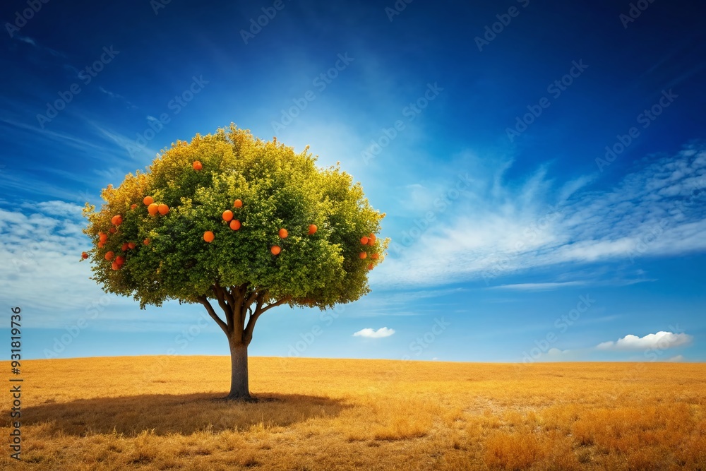 Citrus Delight: Sunny, vibrant, minimalist, orange, tree Citrus Delight: Sunny, vibrant, minimalist, orange, tree