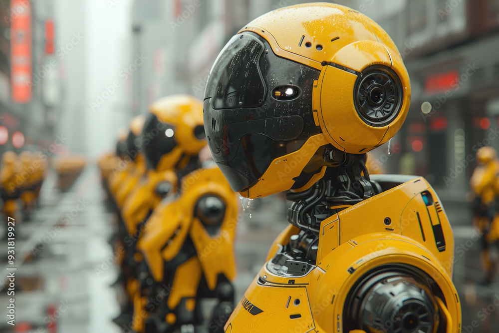 Humanoid robots at a vibrant construction site Humanoid robots at a vibrant construction site