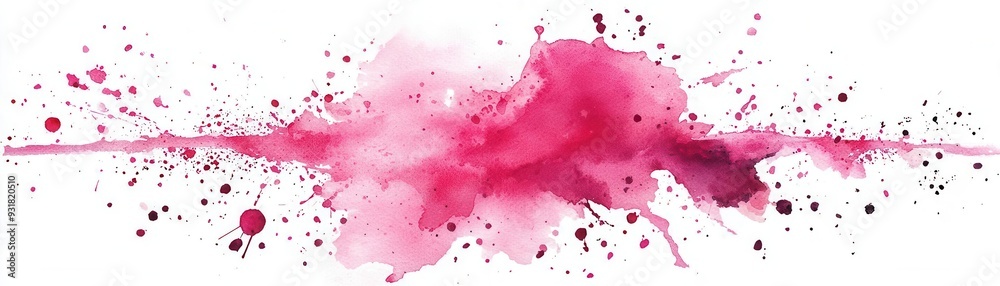Abstract pink ribbon with watercolor splashes, artistic and bold, Watercolor style