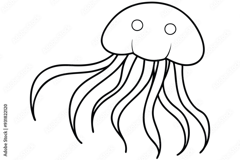 A Jellyfish line art vector illustration A Jellyfish line art vector illustration