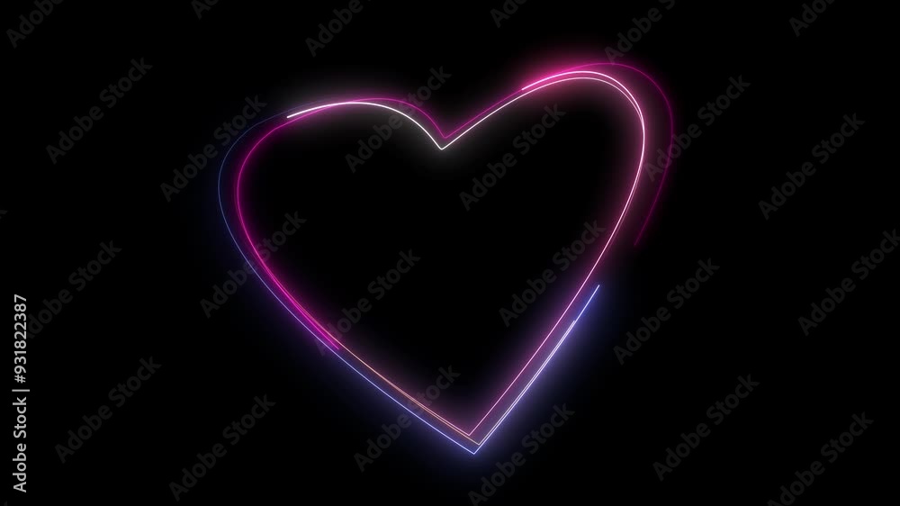 Design element romantic neon heart isolated on black background. Design element romantic neon heart isolated on black background.